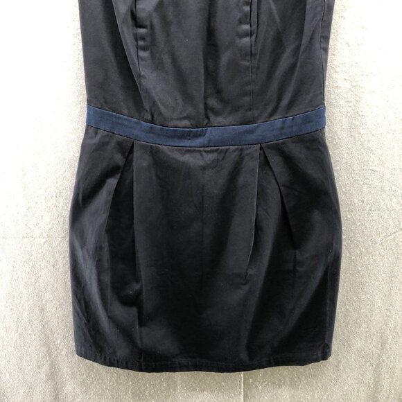 Mango Sleeveless Mini Dress Size 6 Black Navy Pleated A-Line Mesh Chest Formal - Picture 4 of 11